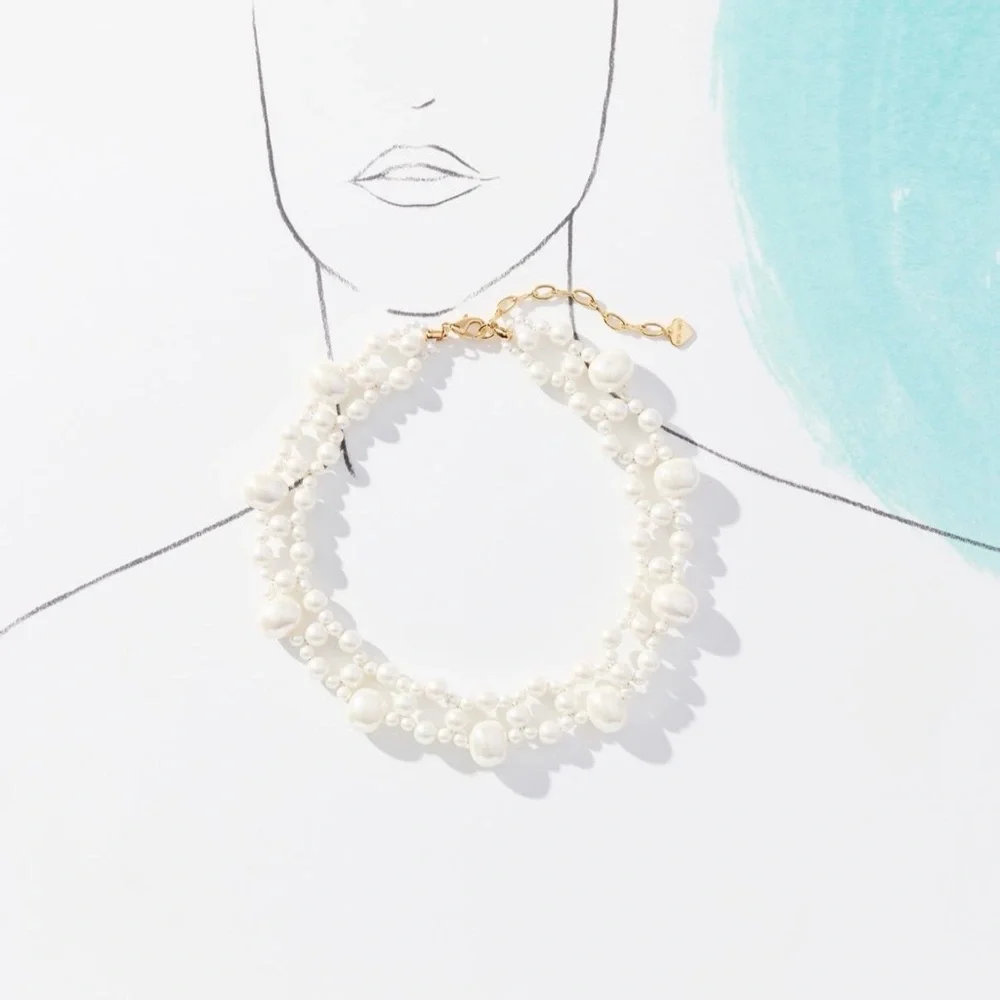 Anthropologie layered assorted pearl Necklace - Picture 4 of 9